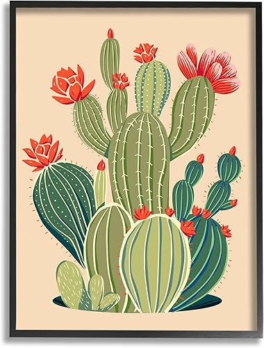 Stupell Industries Whimsical Cactus Flower Vegetation Framed Giclee Art, Design by Ziwei Li