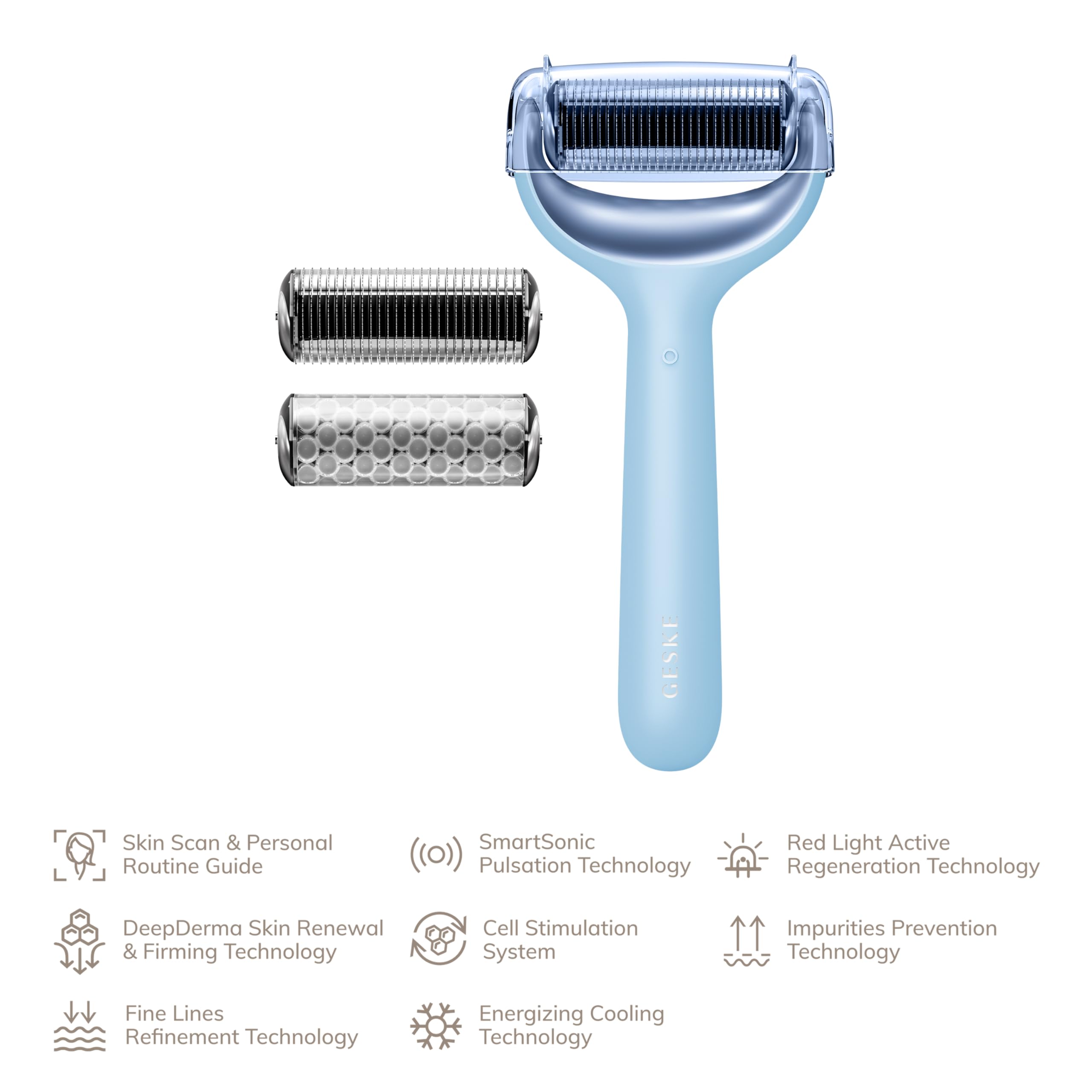 GESKE SmartAppGuided MicroNeedle Face & Body Roller | 8 in 1 | Derma Roller | Electric roller | Microneedling device | Needle roller | Beauty roller for face and body - Image 4