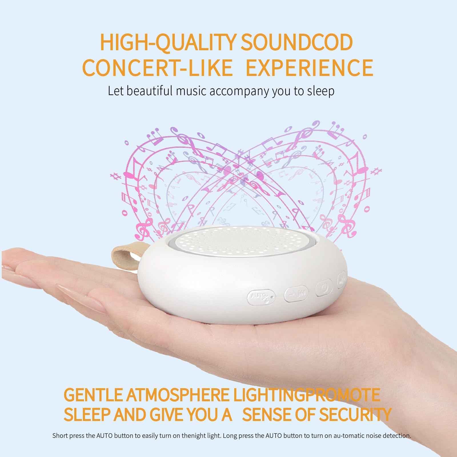 Mini White Noise Machine für Schlaf, 24 beruhigende Geräusche, tragbare Einschlafhilfe mit Nachtlicht, 18H Spielzeit, USB wiederaufladbar, Baby Erwachsene Reise Schlaf Sound Maschine