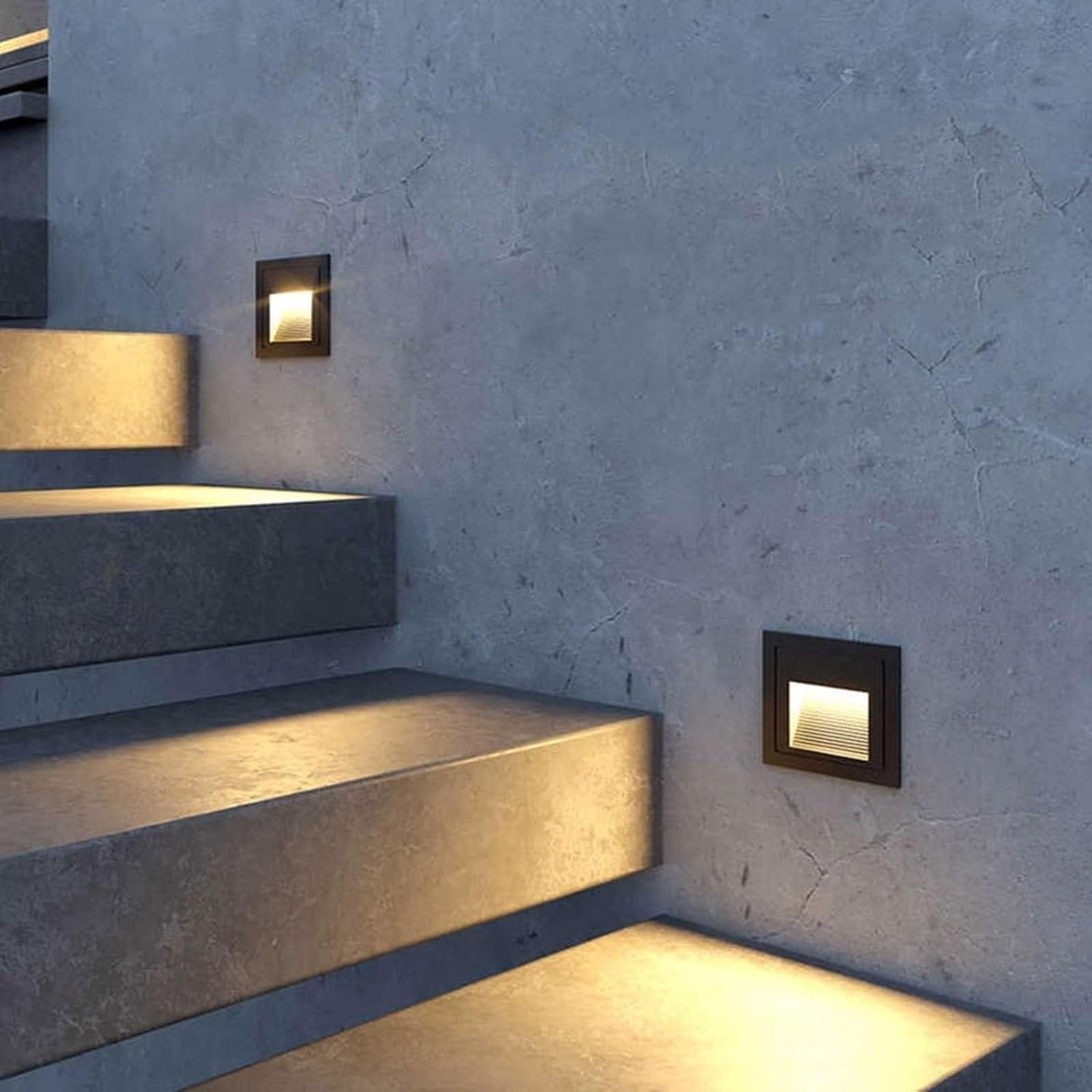 THEGA Foco LED De Haz Alto, Luces De Paisaje con Sensor Cuadrado Impermeables IP65, Luz De Escalera Exterior De 3 W, Lámpara Decorativa De Pared para Vallas De Jardín(2pcs)