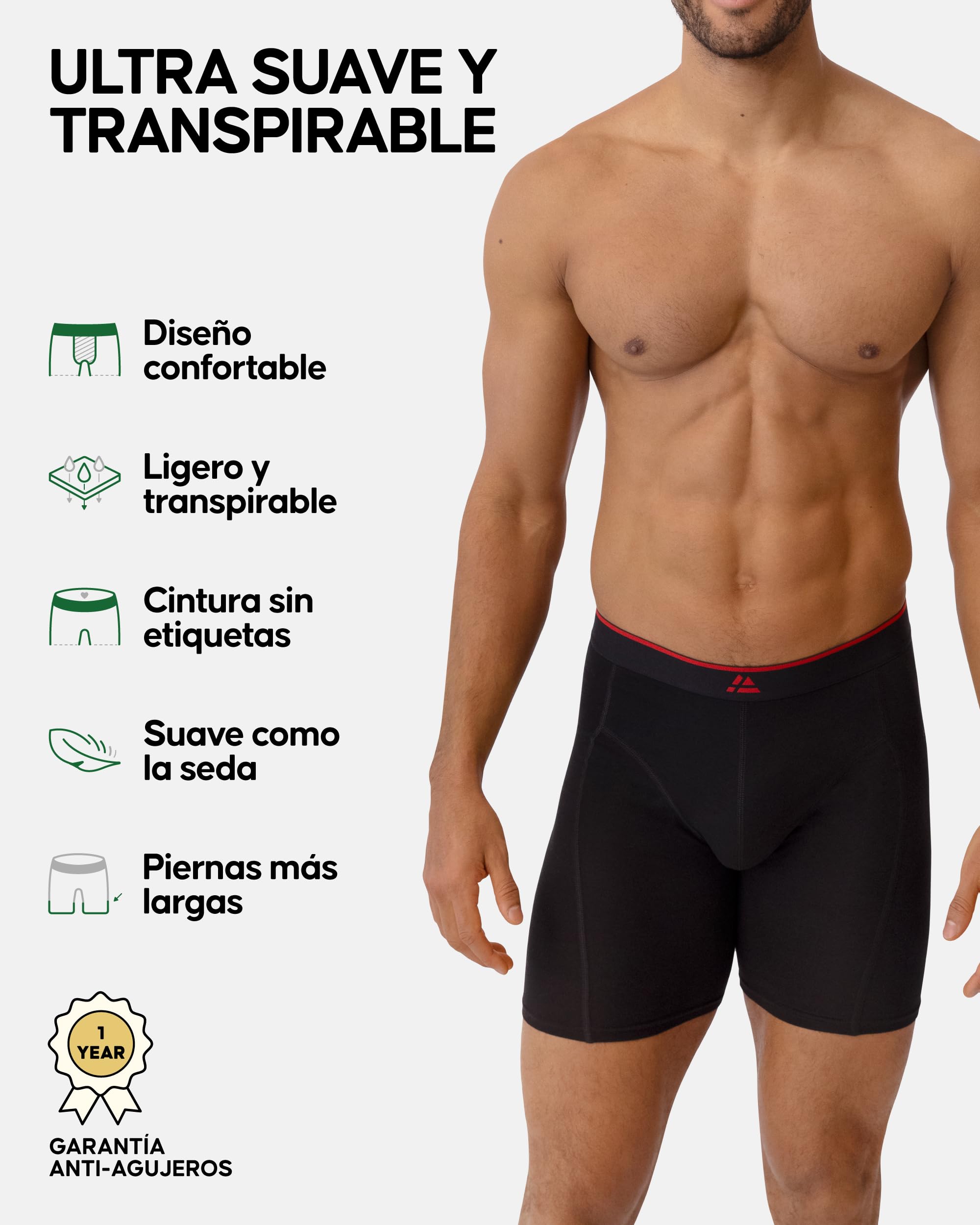 DANISH ENDURANCE Calzoncillos Bóxer de Bambú para Hombre, Extra Largos, Suaves y Elásticos, 3 y 6 Pack