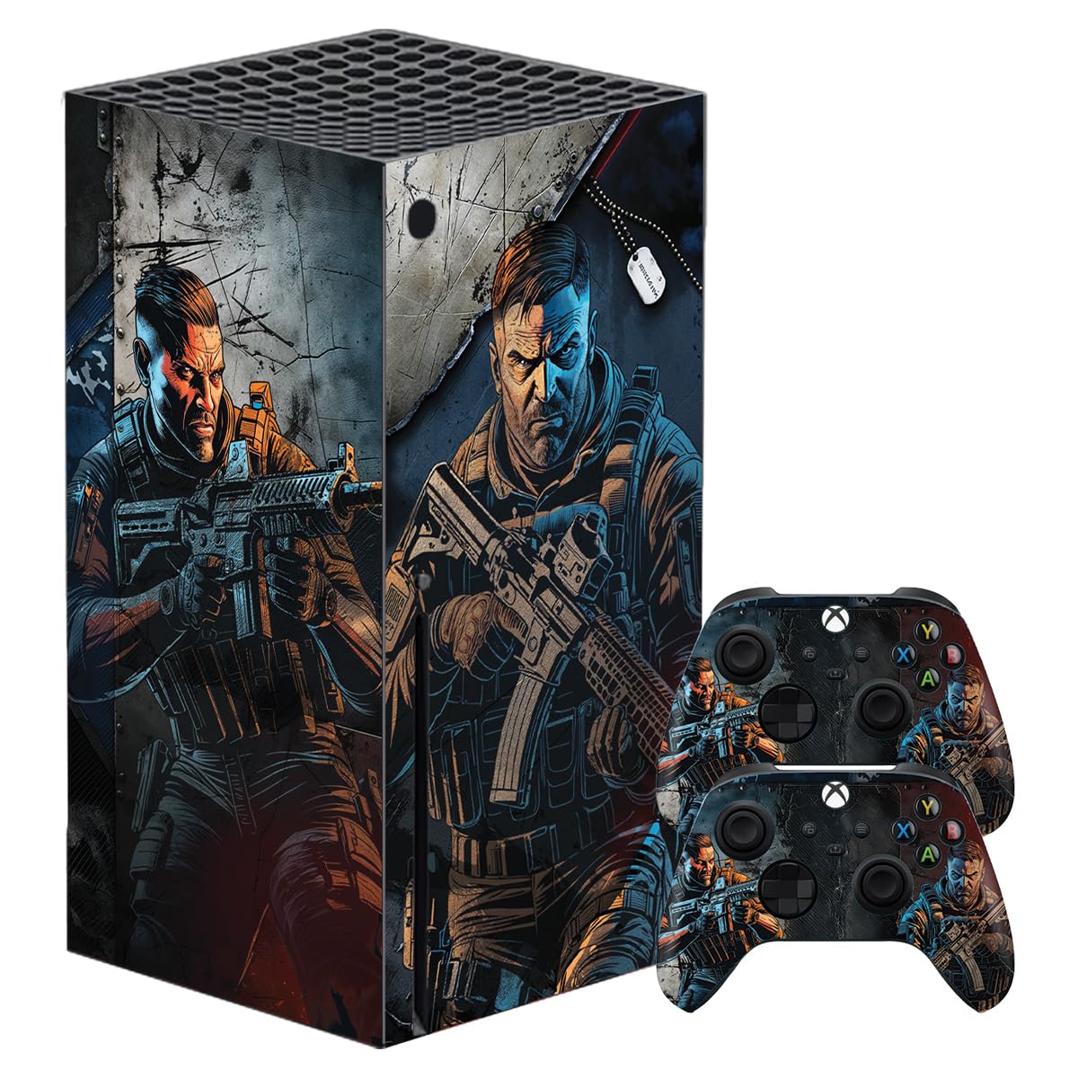 Xbox Series X Bundle Vinyl Skin – 3M™ Premium Stickers for Console & Controllers | Anti-Scratch, Bubble-Free, Easy Application, Residue-Free Removal | Custom Gaming Skin Cover, Made in UK (Combat)