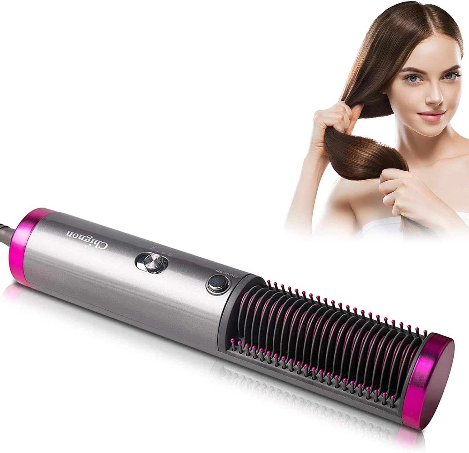Chignon Cepillo Alisador de Pelo 2 en 1 Cepillo Alisador Secador de  Pelo,Ion Negativo de Revestimiento Cerámico de Secado Rápido Alisador de  Pelo con Calefacción de Titanio PTC,800W 3 niveles de Calor :