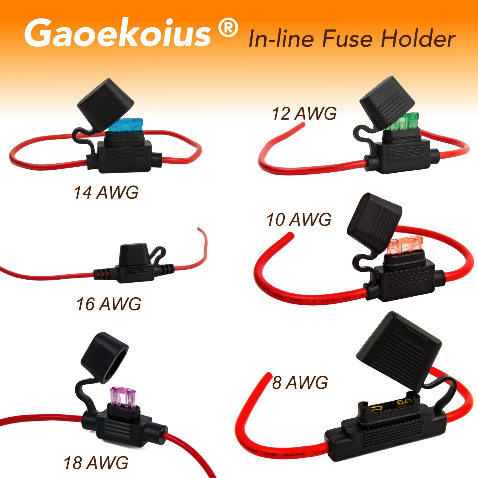 Kit portafusibili di ricambio automatico: 2 portafusibili impermeabili da 14 AWG con 2 fusibili standard da 15 A per auto/automatico/bar/camper/ATC/Home applice ecc.