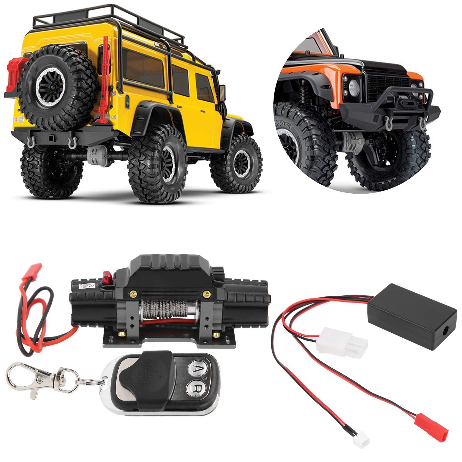 di Verricello Automatico RC, di Ricezione del Controller del Verricello Simulato con Doppio Motore Wireless in Metallo Resistente per Auto (Un)