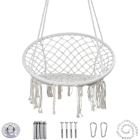 Amazon.com: YRYM HT Macramé columpio silla – Silla colgante macramé con kit  de hardware duradero para colgar en interiores y exteriores, sillas de  macramé para dormitorios, patio, porche, terraza, patio, jardín :