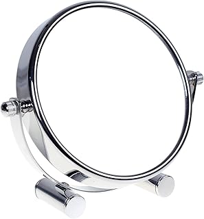 HIMRY Free Standing Small Platform Shaving/Make Up Mirror, 6 Inch 5x Magnification, Two-Sided Swivel Mirror Chrome finish Cosmetic Mirror, Stand Table Mirror, for Home and Travel, KXD3142-5x