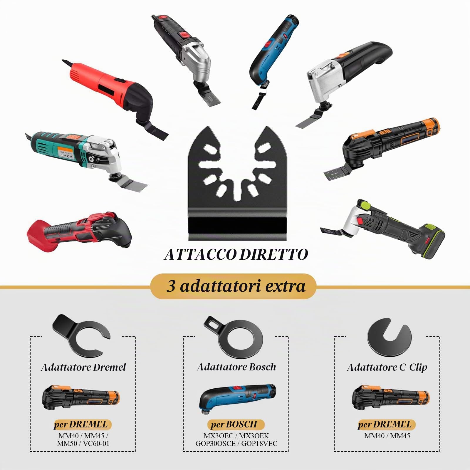 Lame Utensile Multifunzione Accessori con Bordo ad Arco 5Pezzi per Legno Metallo Legno con Chiodi (Denti Giappones)
