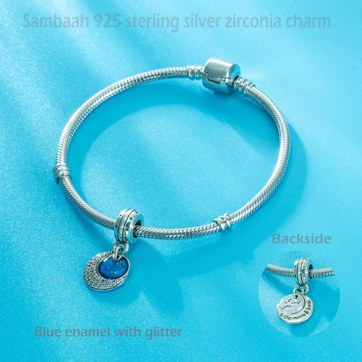 925 Sterling Silver Love Charm I Love You to The Moon and Back Pendant Fit Pandora Bracelets