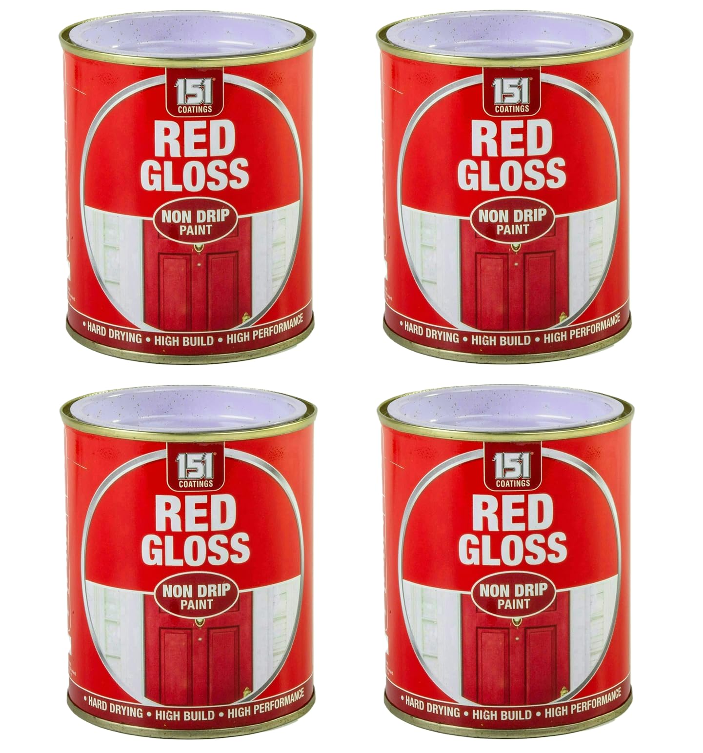 VARNOX, Red Gloss Non-Drip Paint 300ml – Hard-Drying, High-Performance Gloss with Durable Hard-Build Formula – Ideal for Wood, Metal & Concrete – Interior & Exterior Use (4PCS)