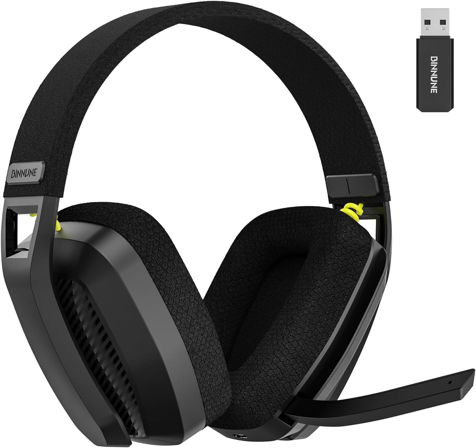 BW06 Wireless Gaming Headset, 2.4G BT Dual Modes Over Ear Headphones with Noise Canceling Mic, Lightweight Headset for Laptop Mobile (Black)