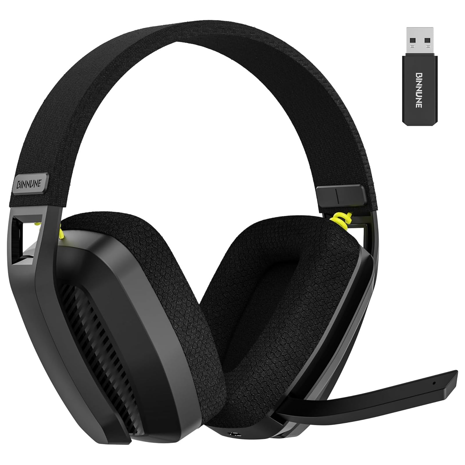 BW06 Wireless Gaming Headset, 2.4G BT Dual Modes Over Ear Headphones with Noise Canceling Mic, Lightweight Headset for Laptop Mobile (Black)