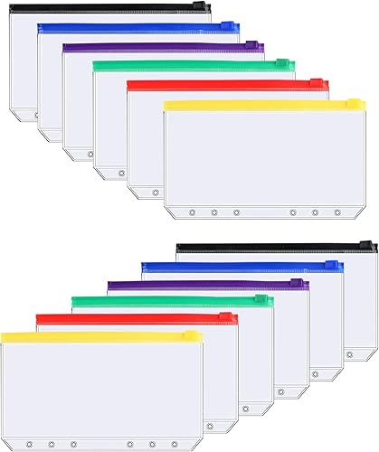 Sobres de efectivo para carpeta A6, bolsa de plástico con cremallera para presupuestos con 6 agujeros, bolsillos transparentes con cremallera disponible en Yaxa Peru