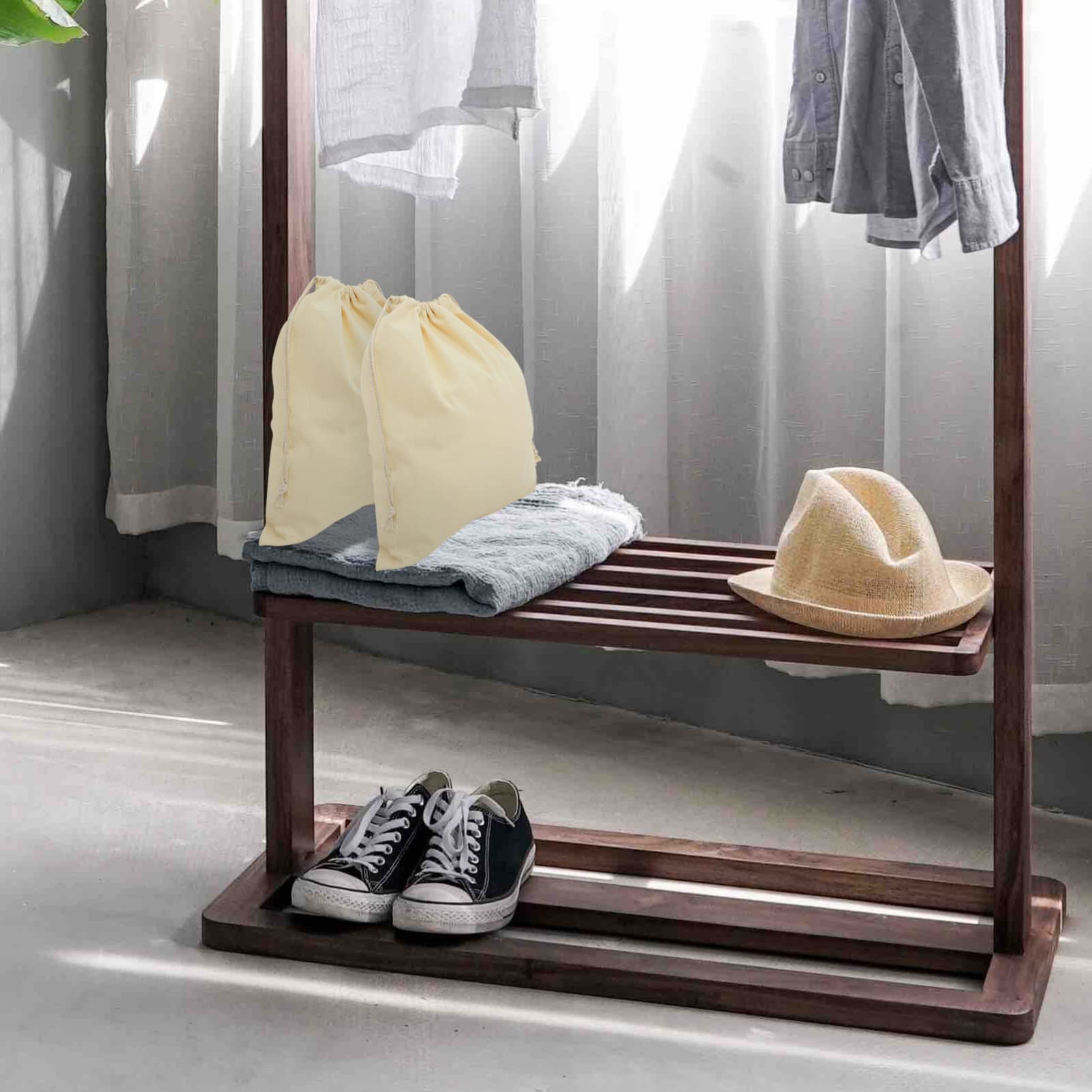 Zerodeko 2pezzi Sacchetto per Bucato in Tela Coulisse Borsa per Conservazione di Indumenti Capacità per Biancheria da Letto Asciugamani Vestiti fuori Stagione e Oggetti Vari per Bagni