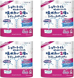 シャワートイレのためにつくった吸水力が2倍のトイレットペーパーダブル（フローラルブーケの香り）4ロール (4個)