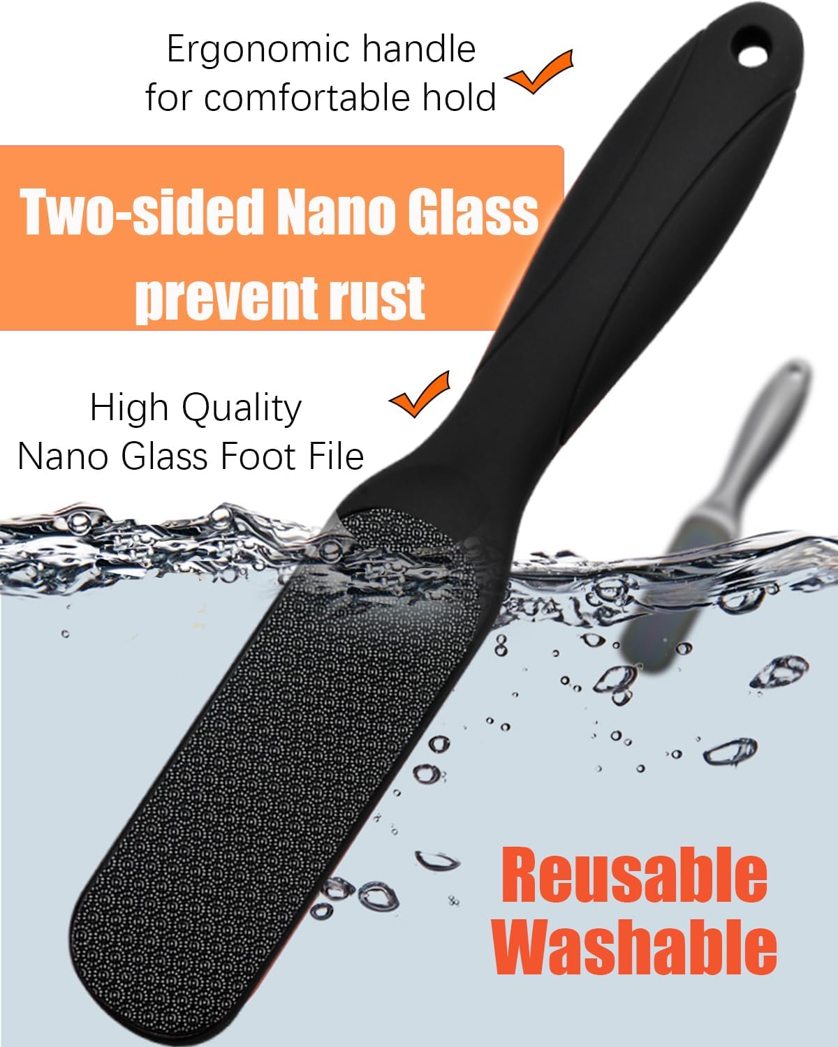 Nano Glass Foot File, Callus Remover for Feet, Wet and Dry Feet Dead Skin Remover, Durable Foot Scrubber, Double-Sided Safe Hygienic Pedicure Tools for Feet, Long Lasting Foot Care Soft Smooth Feet