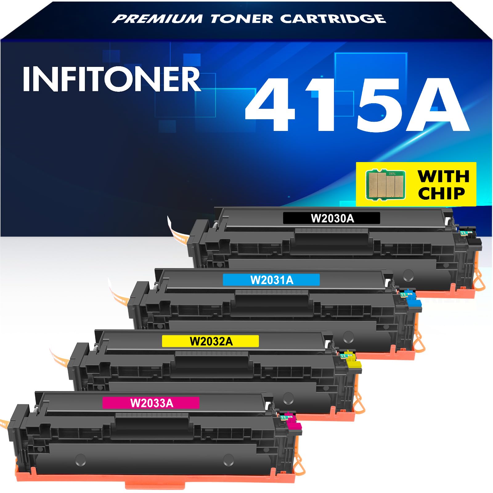 415A 415X M479fdw Toner: (Mit Chip) Kompatible Ersatz für HP 415A Toner für Color LaserJet Pro MFP M479dw M479fdw M479fnw M479fdn M454dn M454dw M479 W2030A W2031A W2032A W2033A 4er-Pack