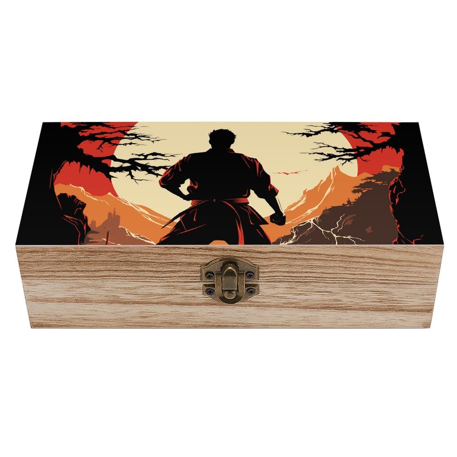 DWVTSLH Karate Men Wooden Storage Box Locked Wood Gift Box Decorative Keepsake Boxes Storage Bins, Memory Boxes for Pictures, Jewelry Organizer Unique Gift Ideas for Men Women