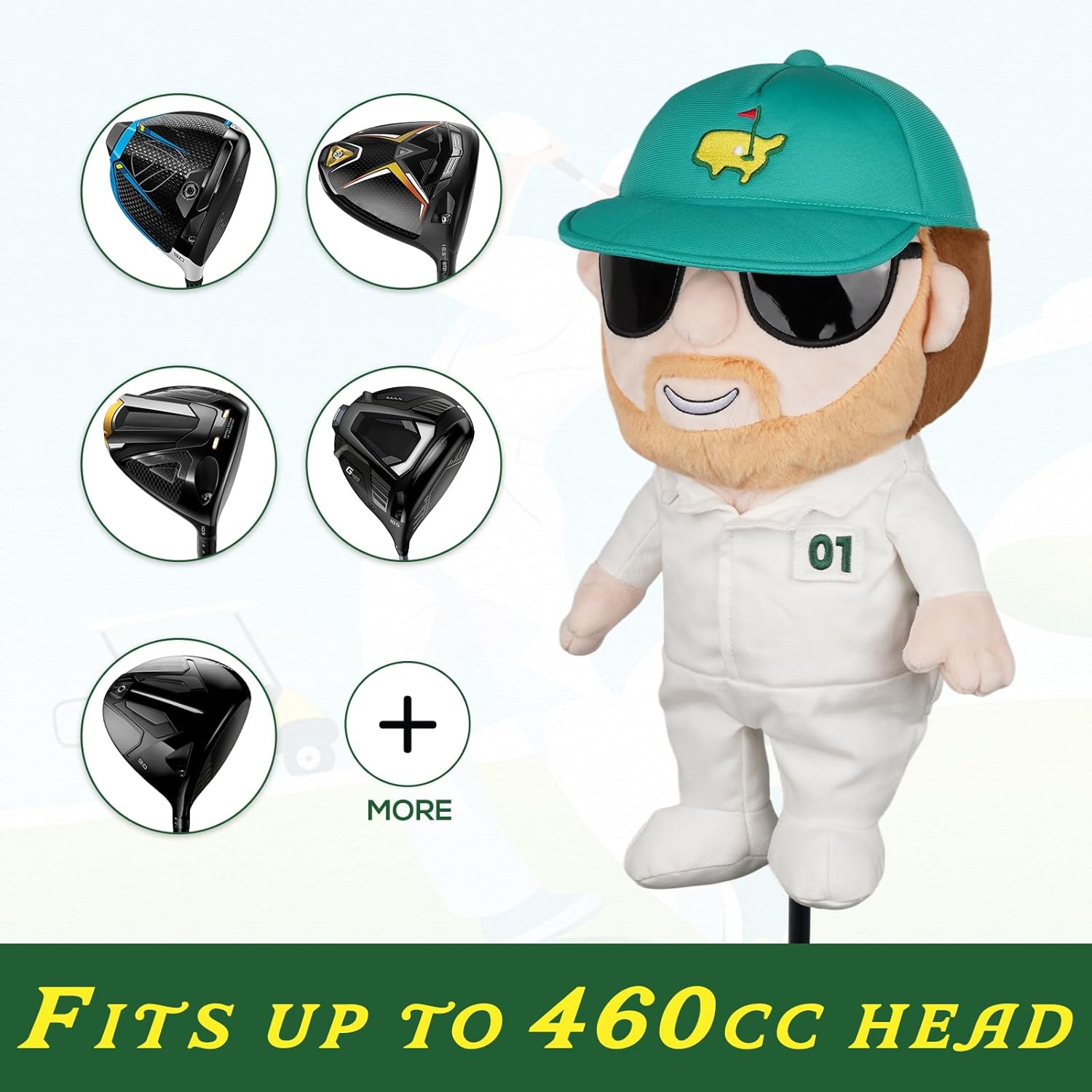 Craftsman Golf Plush Caddy Golf Club Headcover Head Cover Protector Fits 460cc Driver and Woods Great Gift Idea for Fans