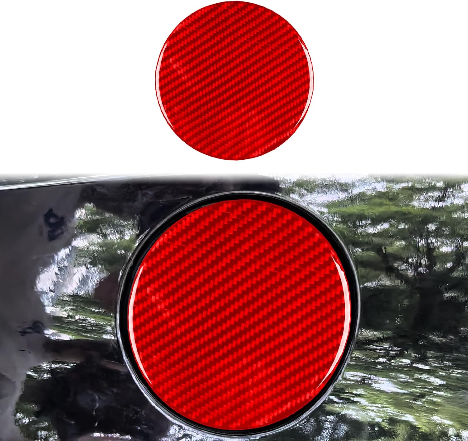 Car Fuel Filler Door Sticker Compatible with Chevrolet Corvette C8 2020 2021 2022 2023 2024 2025 Carbon Fiber Gas Tank Cap Cover Decal Red