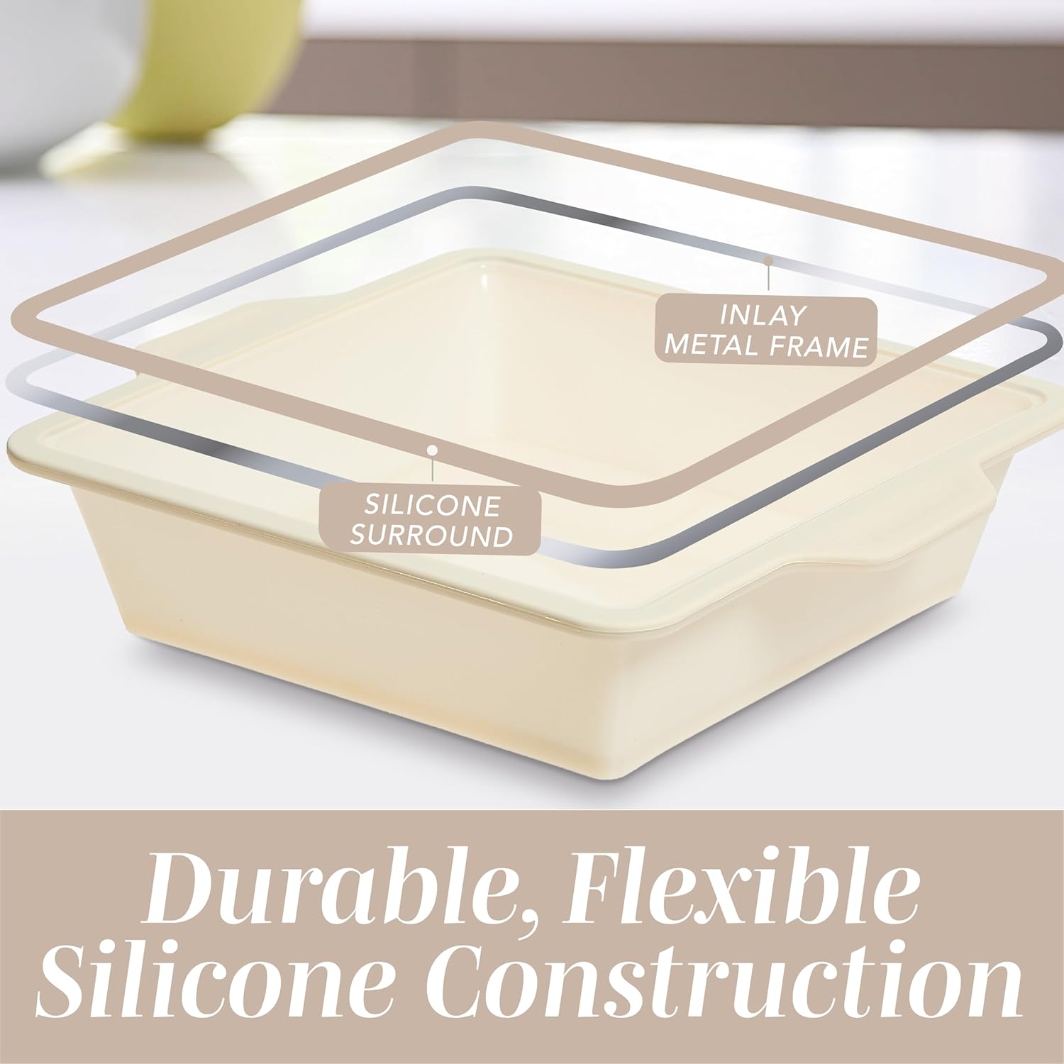 COOK WITH COLOR 17 Pc. Silicone Baking Pan Set - Non-Stick & Easy Clean Silicone Muffin Pans for Baking with Sturdy Metal Frame for Stability, Flexible Cake Molds, Includes Measuring Cups and Spoons