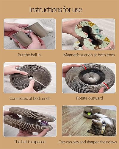Miniatura 5 de Enkman Magic Organ Cat Scratching Board Plegable Cat Grinding Scratch Board viene con juguete Kring Ball Durable Reciclable Juguete interactivo para