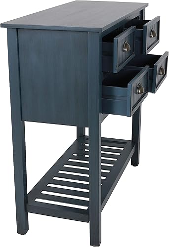 Miniatura 13 de Bailey Bead Board Mesa consola de madera con cuatro cajones con estante, acabado blanco antiguo Blanco antiguo,Azul marino (Antique Navy),Rojo