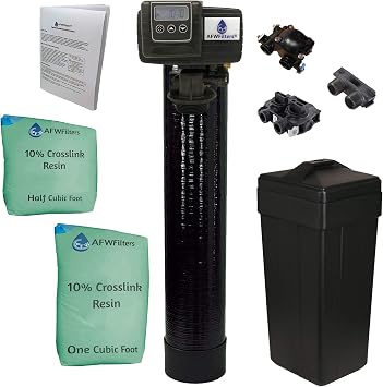 AFWFilters Premium Fleck 5600 SXT Meter Demand Water Softener - 48,000 Grain Capacity with 10% Long Life Crosslink Resin