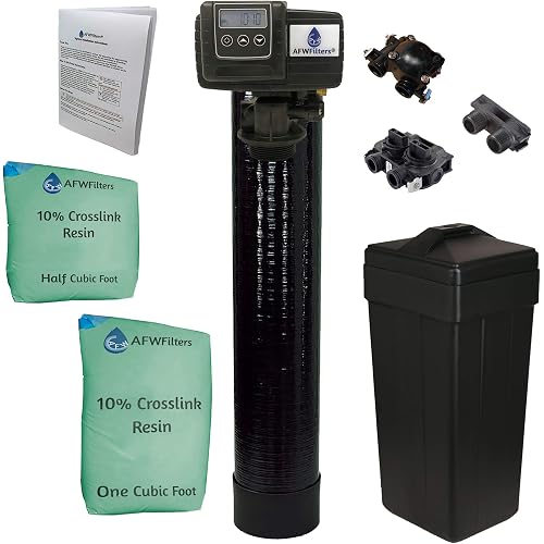 AFWFilters Premium Fleck 5600 SXT Meter Demand Water Softener - 48,000 Grain Capacity with 10% Long Life Crosslink Resin