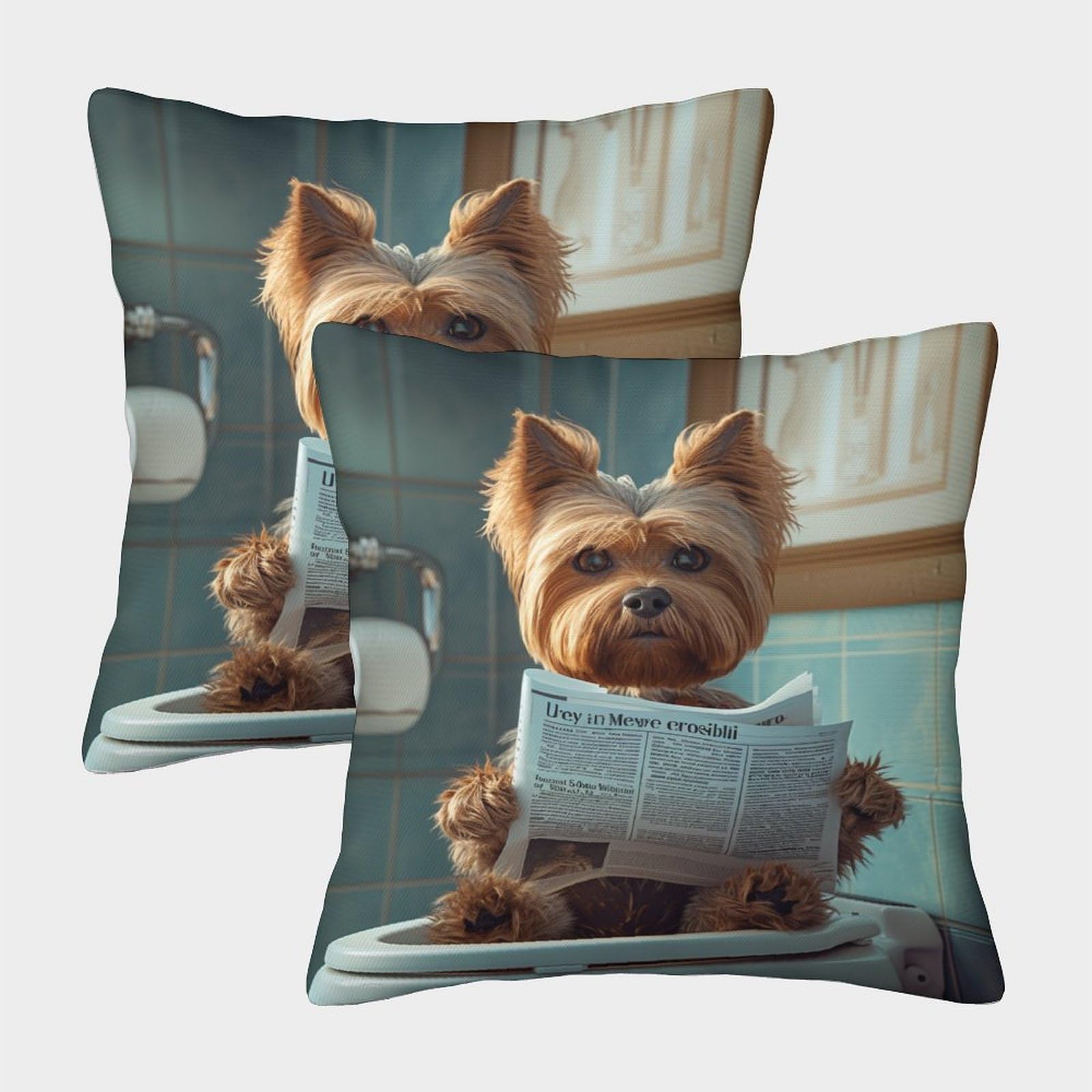 Gparsddio Style-4 Yorkshire Terrier Washable Cushion Cover Set Of 2 Invisible Zipper Decorative Pillow Case For Bedroom Couch Car 45X45cm