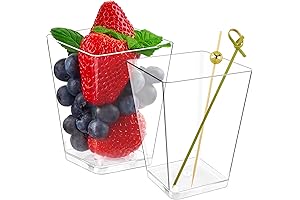 Kucoele 50 Sets Disposable Clear Fruit Cocktail Cups with Cocktail Picks