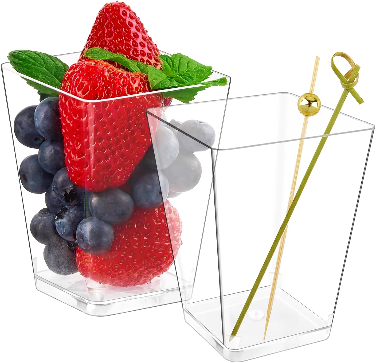 50 Sets Plastic Charcuterie Cups with Stis, Disposable Fruit