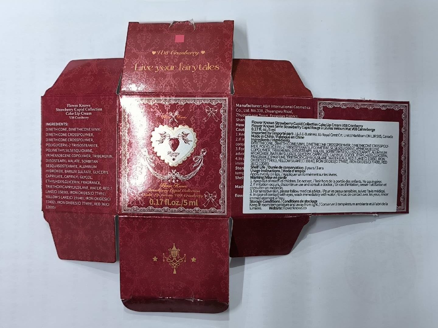 Flower Knows Strawberry Cupid Cake Lip Cream,Long Lasting Bold Red Matte Lipstick,Hydrating Lip Stain,Transfer & Smudge-Proof Velvet Liquid Lipstick for Girls&Women,0.17 Fl Oz(V08 Cranberry) - Image 9