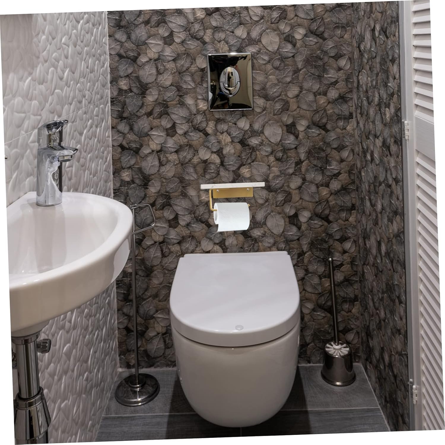 Generic Toilet Paper Holder with Shelf Stylish Marble Tissue Holder for Kitchen Washroom