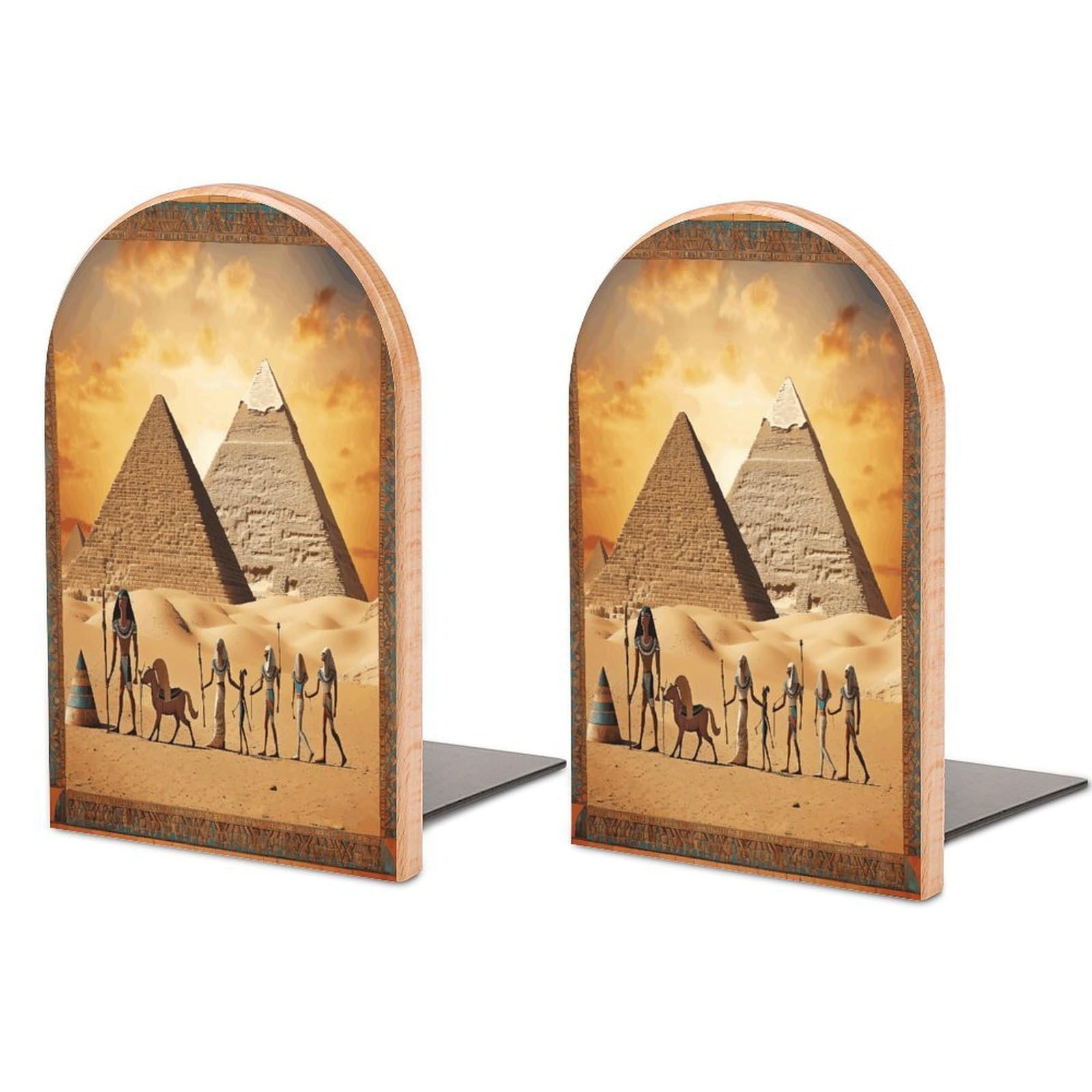 Sujetalibros de madera egipcio para estanterías de salón y despachos soporte antideslizante