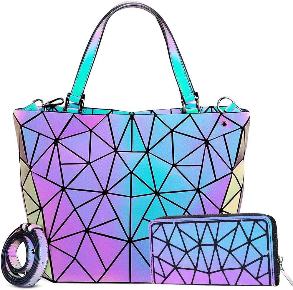 Handbags Womens Geometric Luminous Purse bags Ladies Top Handle Satchel Bags