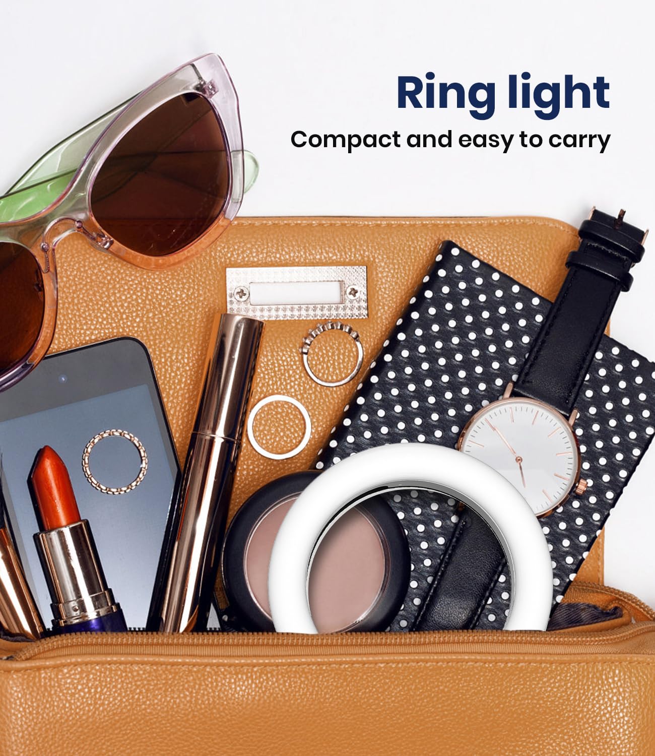Luce ad anello per selfie, 40 LED, luce ad anello con tre modalità di colore, anello di ricarica USB, per cellulare, laptop, riunioni di zoom, trucco, videochiamate, streaming (nero)