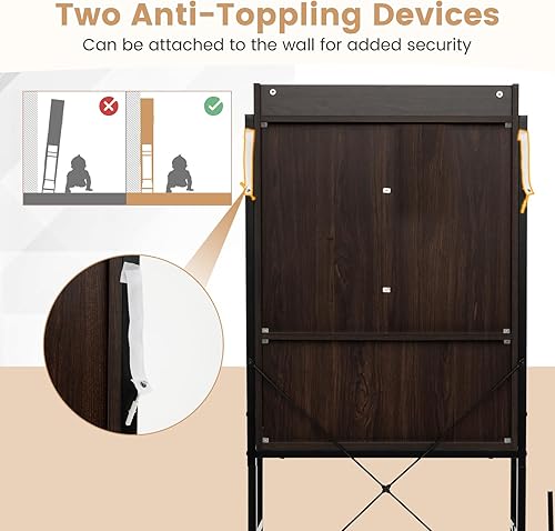 Miniatura 7 de Giantex Armario de almacenamiento sobre el inodoro, estante organizador de baño independiente de 4 niveles con estante ajustable, puerta corrediza