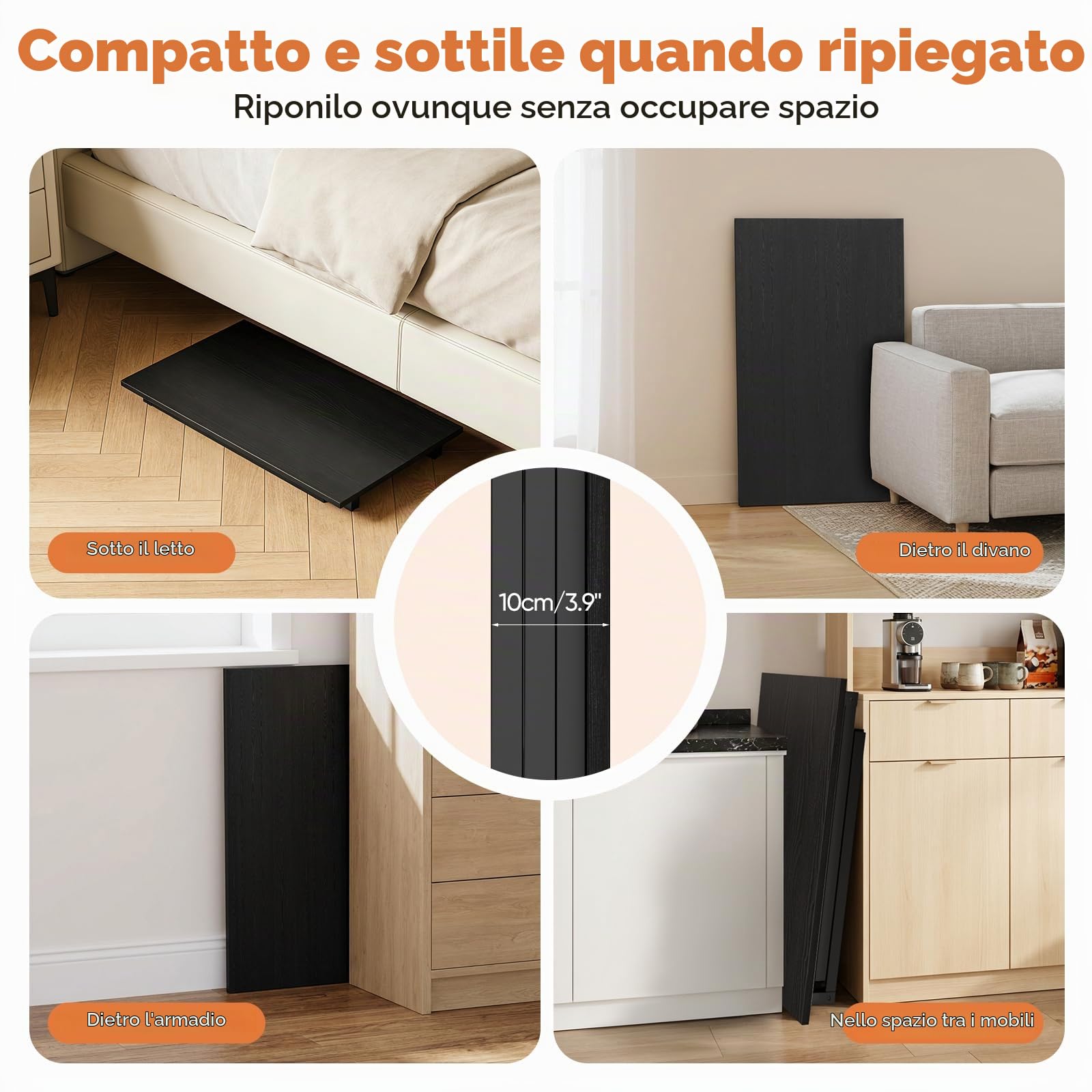 Tavolo pieghevole, scrivania per computer, capacità di carico 150 kg, spazioso piano con ampio spazio per gambe, robusto telaio in acciaio, nessun montaggio richiesto, tavolo da scrittura