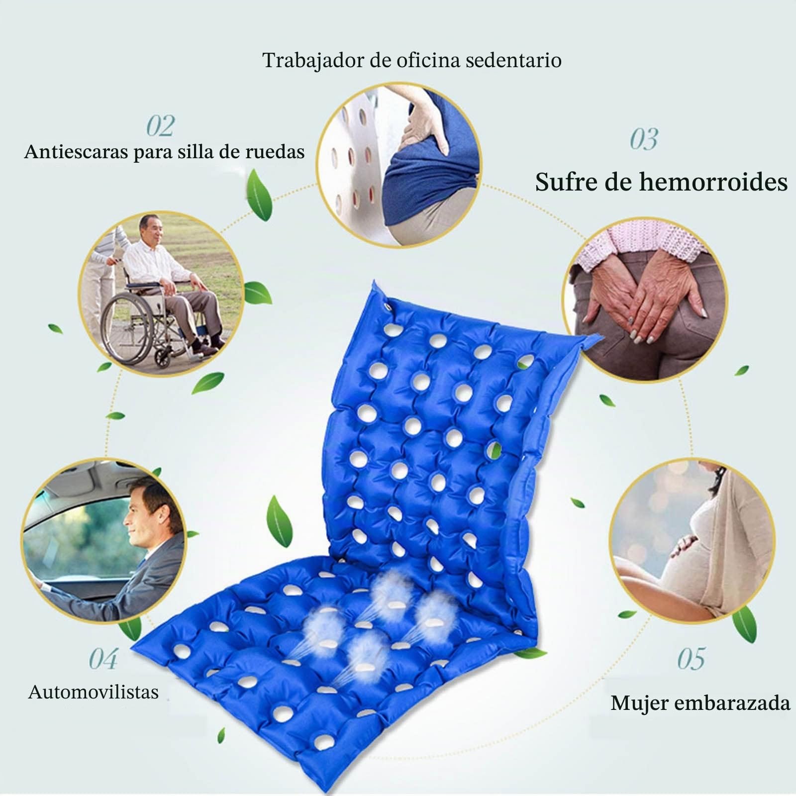 Cojín Antiescaras para Silla de Ruedas, colchón antiescaras Cojín para el hogar Cojín para Silla de Ruedas Paciente Anciano Cirugía de Cadera Cojines inflables Transpirables
