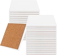 JOIKIT 30-Pack 4x4 Inch Unglazed White Ceramic Tiles with Cork Backs - DIY Coasters for Alcohol Ink, Acrylic Pouring & Crafts