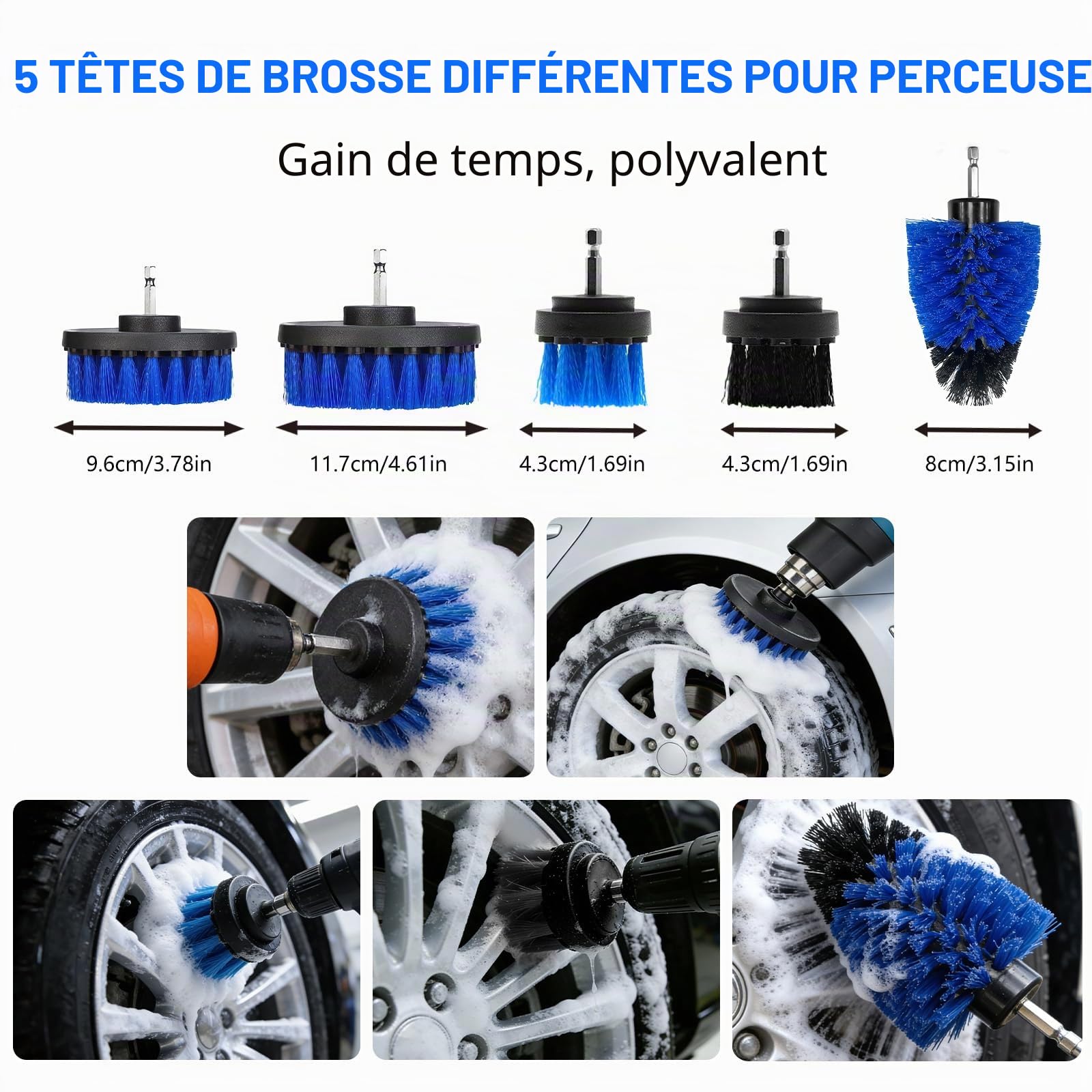 Kit Nettoyage Voiture, 31 Pièces Kit de Brosse Nettoyage Voiture pour L'intérieur et L'extérieur, avec Brosse, Éponges de Polissage et Plus, pour Fentes de Ventilation, Roues, Surfaces