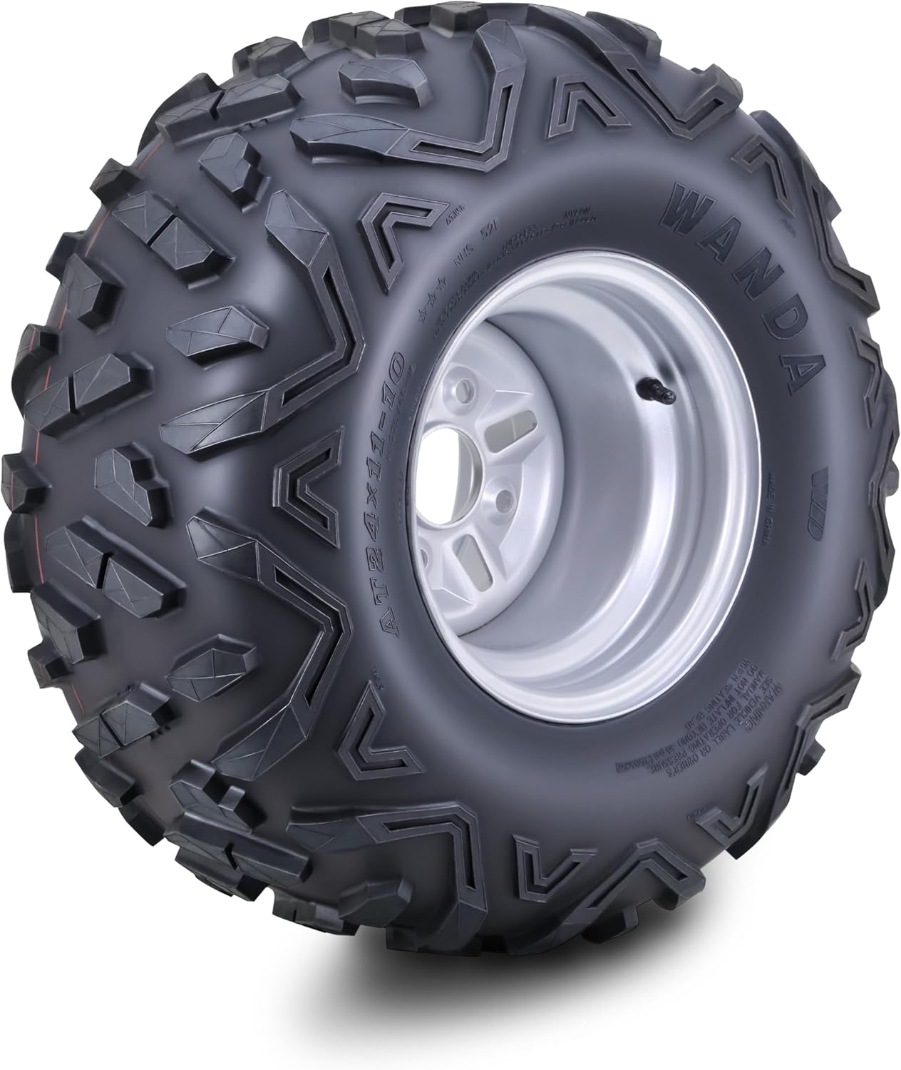 WANDA ATV Tire Wheel Assembly 24X11-10 with 4/110mm PCD Silver Wheel 10420