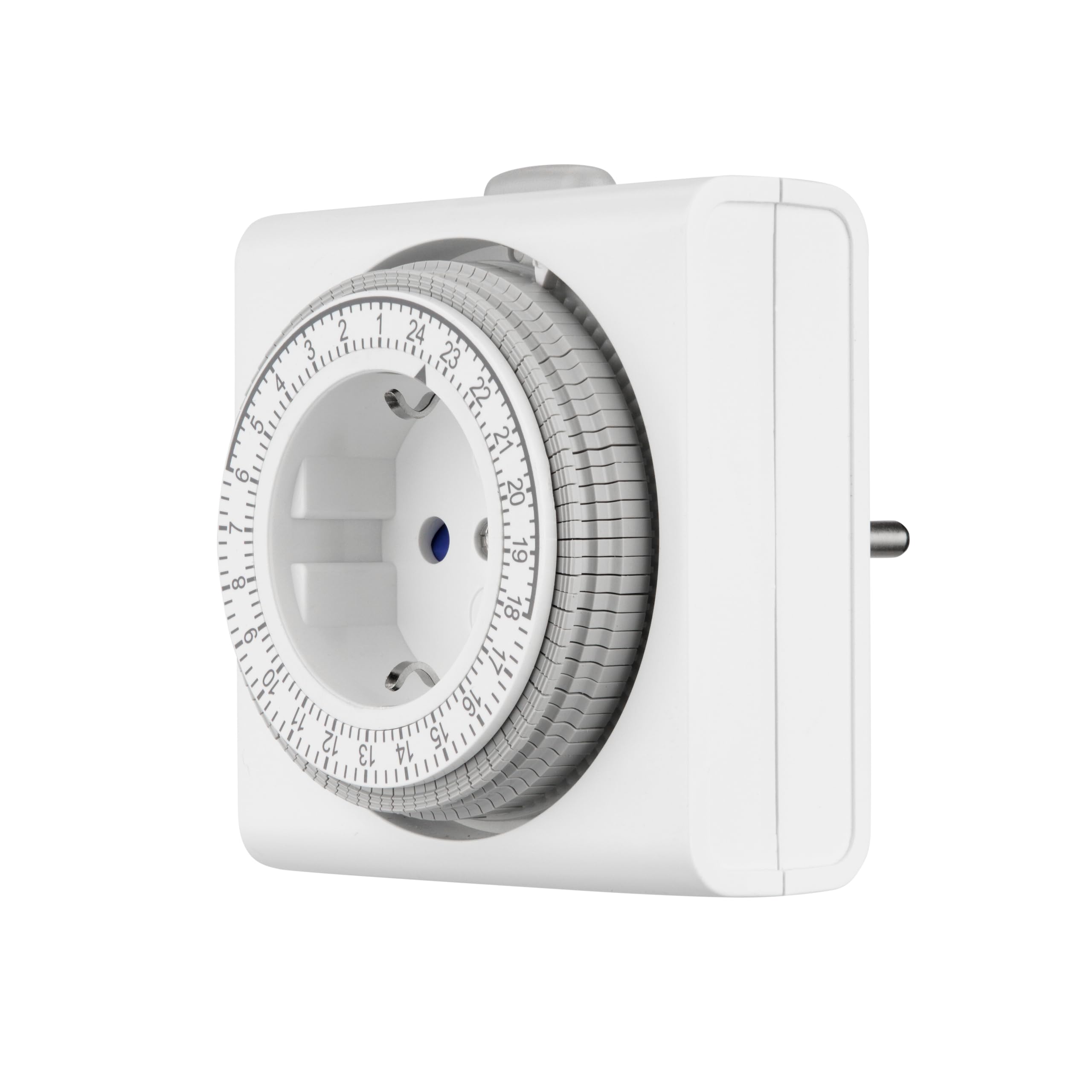 REV Zeitschaltuhr Steckdose – 24 h Format, 96 Zeiten à 15 Min, mechanischer Timer, 230 V, max. 16 A / 3680 W, weiß