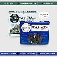 Vista 300 de TRUMIRI Incense Cones - Combo Pack of 20 Cone Incense - 10 Nag Champa + 10 Palo Santo - Insence Cones - Incense Cones Scented - Cone Incense Scents