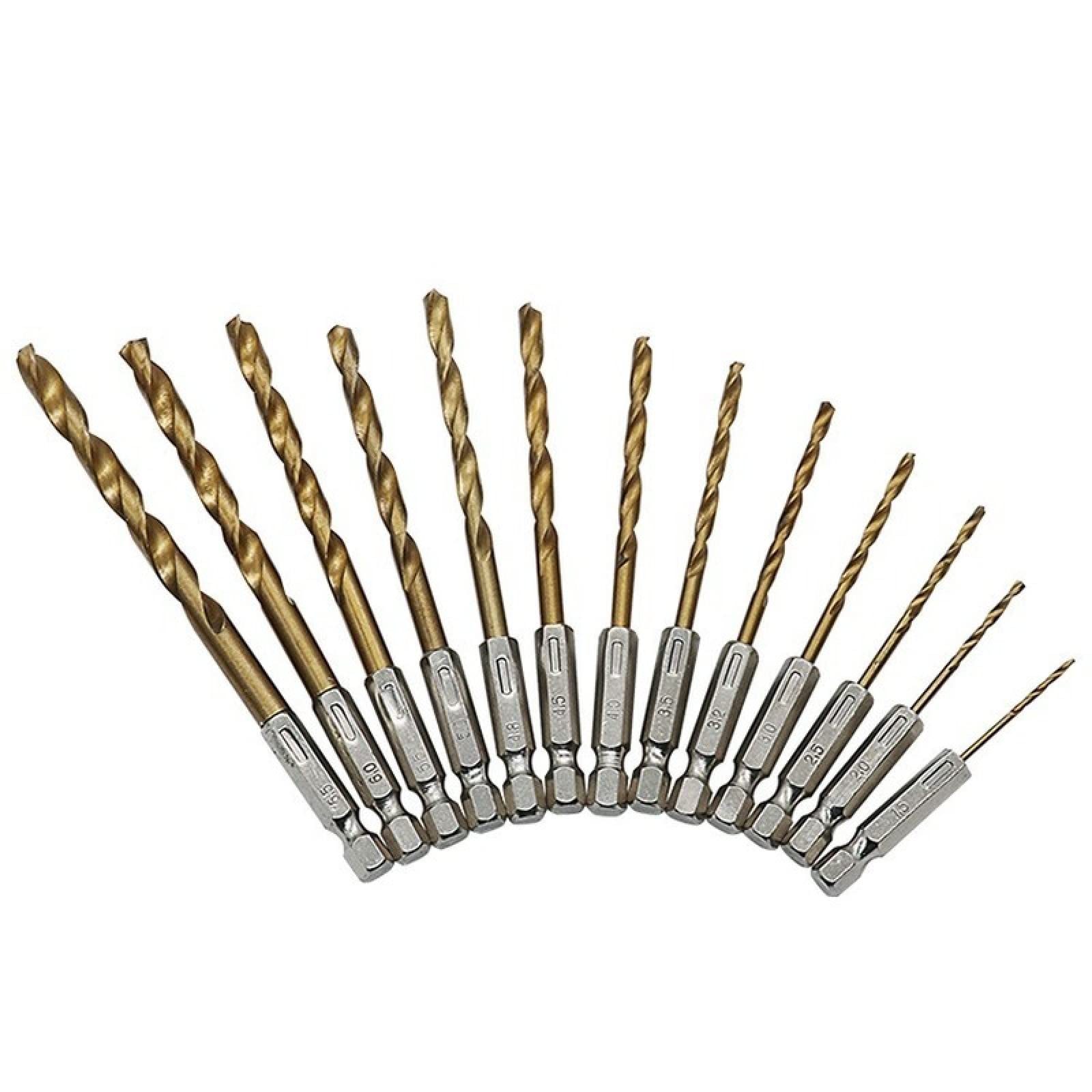 Juego de brocas for madera Brad Point, juego de brocas for azulejos for mármol, granito, porcelana cerámica, broca for mampostería, broca for hormigón, 13 piezas HSS con revestimiento de titanio, jueg