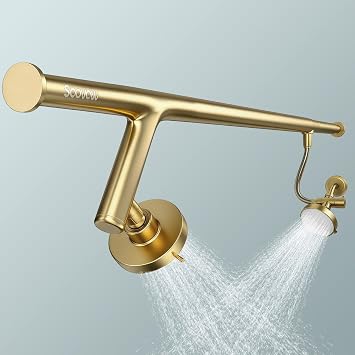 Double Shower Heads for Two People - Dual Showerhead System - Golden | 2 Person Gifts for Couples Women Men- Thicker 304 Stainless Steel, High Pressure, Adjustable, Bathroom Upgrade