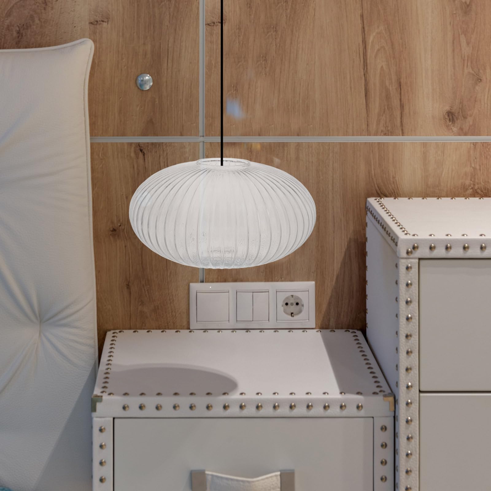 Pantalla de Lámpara Diseño Transparente y Rayas Redonda de Material Resistente y Estilo Minimalista Cubierta de Luz para Lámpara Colgante Mesa