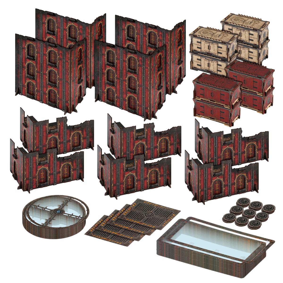 Jucoci Battlezone Creation Kit 18PCS Tabletop Terrain Wargame Terrains Set Compatible with WH40K（Red