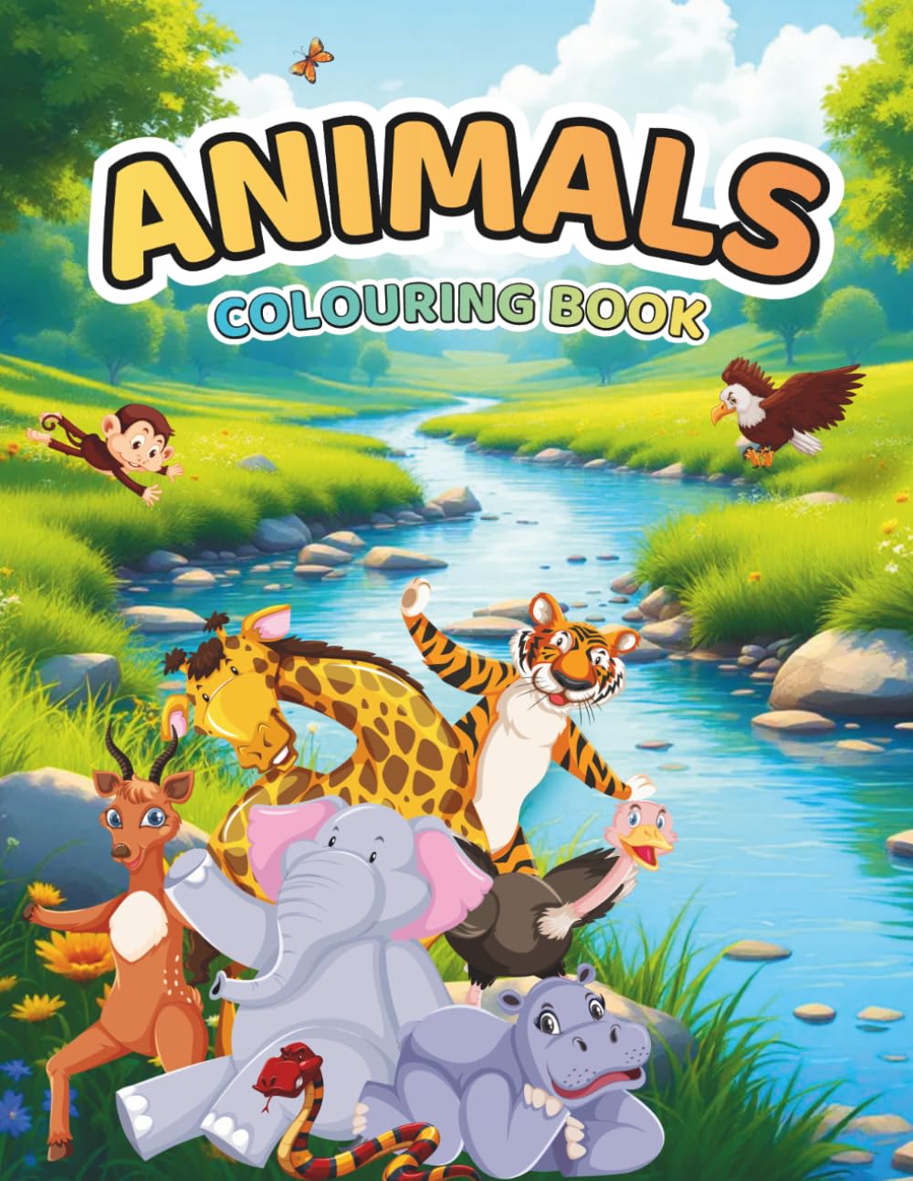 Cute Animals Colouring Book for Kids Ages 3-7: fun and Easy Colouring Pages with Adorable Animals | Big Simple for Toddlers and Preschool